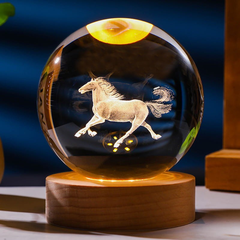 Lampka nocna 3D Kryształowa Kula Koń