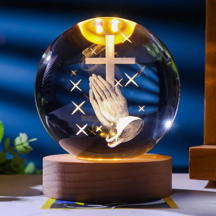 Lampka nocna 3D Kryształowa Kula Krzyż