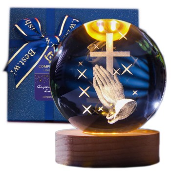 Lampka nocna 3D Kryształowa Kula Krzyż