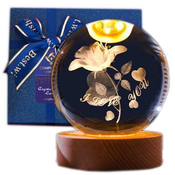 Lampka nocna 3D Kryształowa Róża