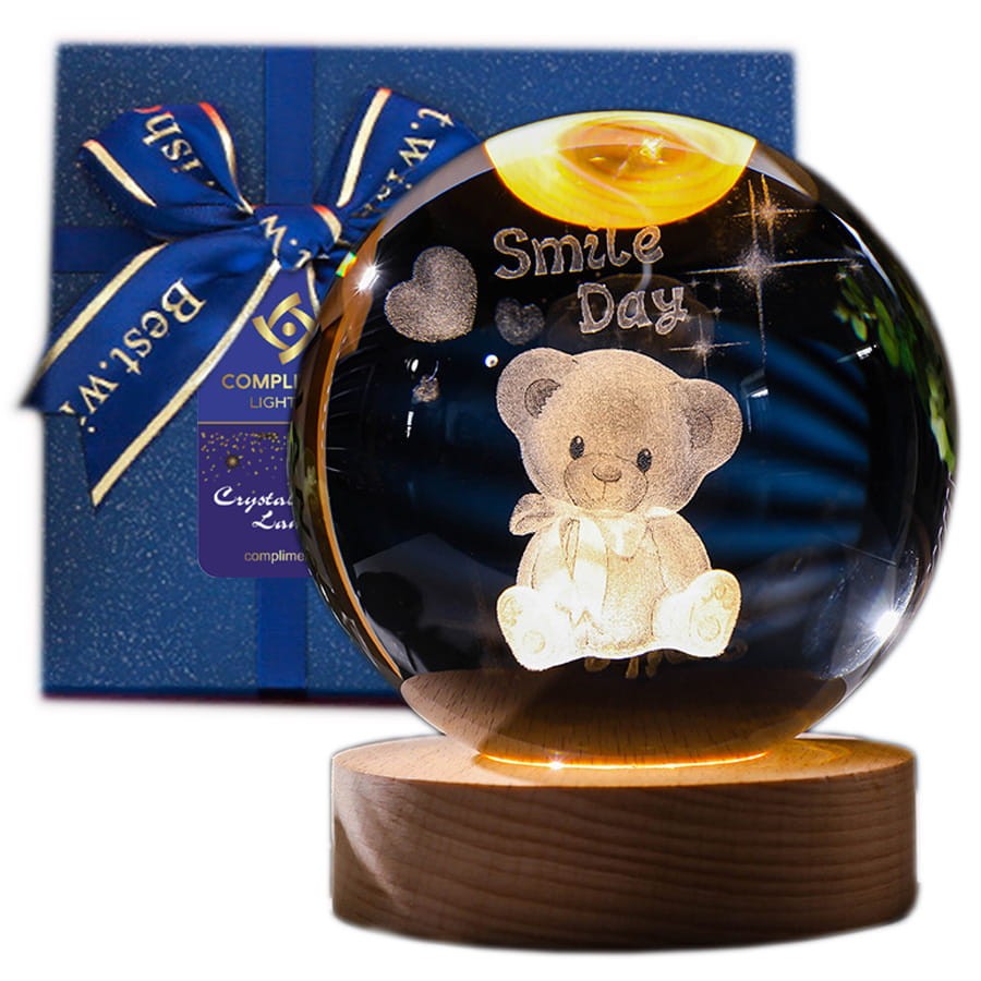 Lampka nocna 3D Kryształowa Miś Teddy