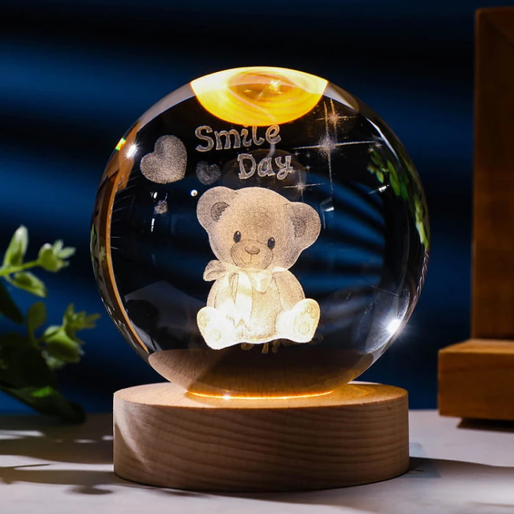 Lampka nocna 3D Kryształowa Miś Teddy
