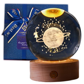 Lampka nocna 3D Kryształowa Spacer kosmiczny