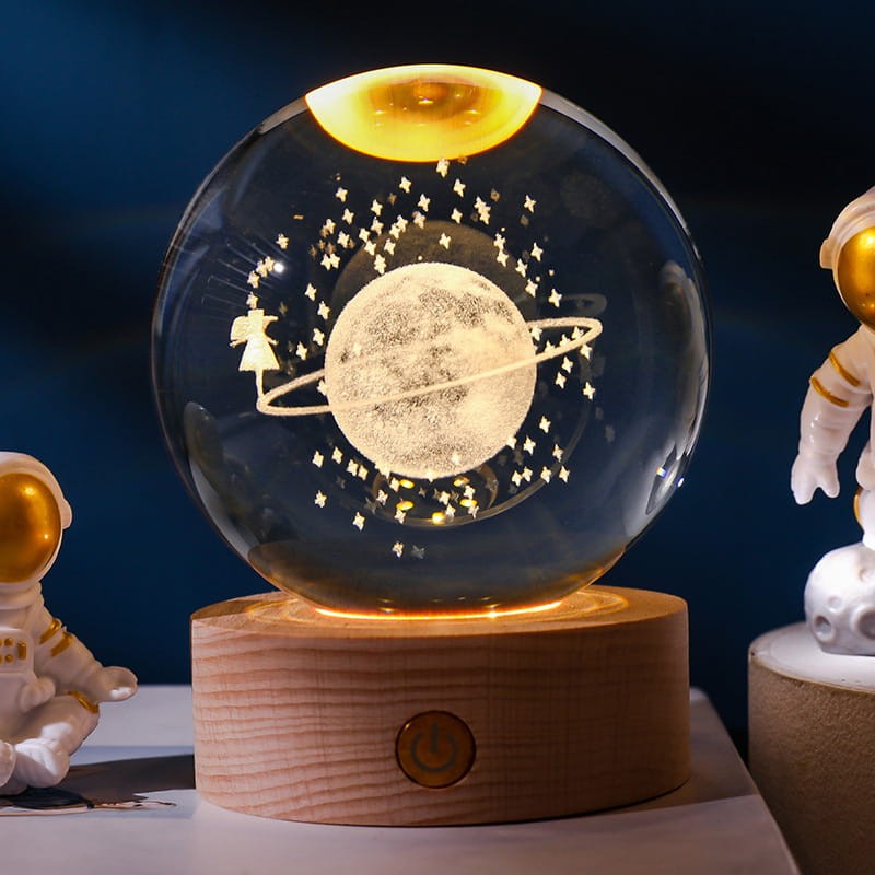 Lampka nocna 3D Kryształowa Spacer kosmiczny