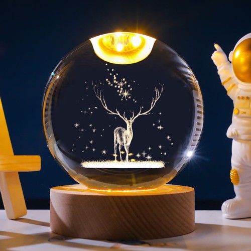 Lampka nocna 3D Kryształowa Jeleń