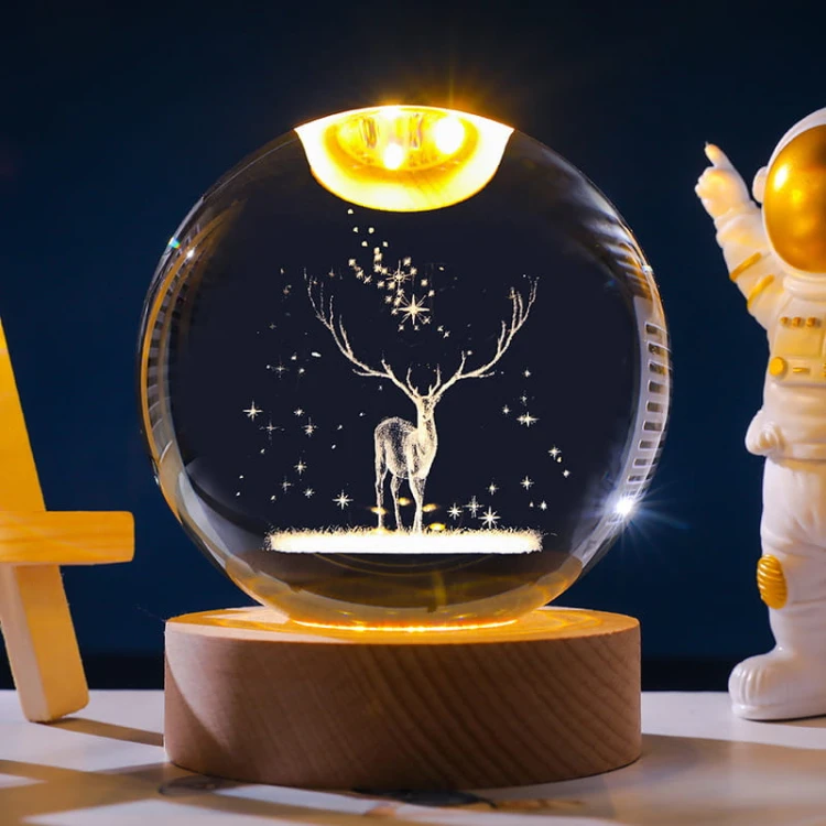 Lampka nocna 3D Kryształowa Jeleń