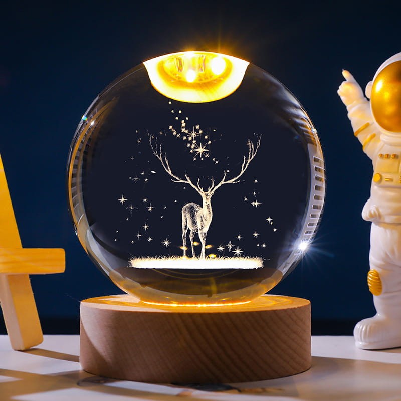 Lampka nocna 3D Kryształowa Jeleń