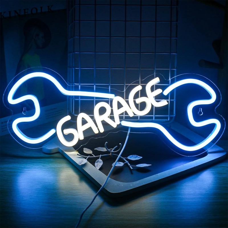Duży Neon LED USB lampka na ścianę Napis do pokoju znak neonowy Garage Garaż