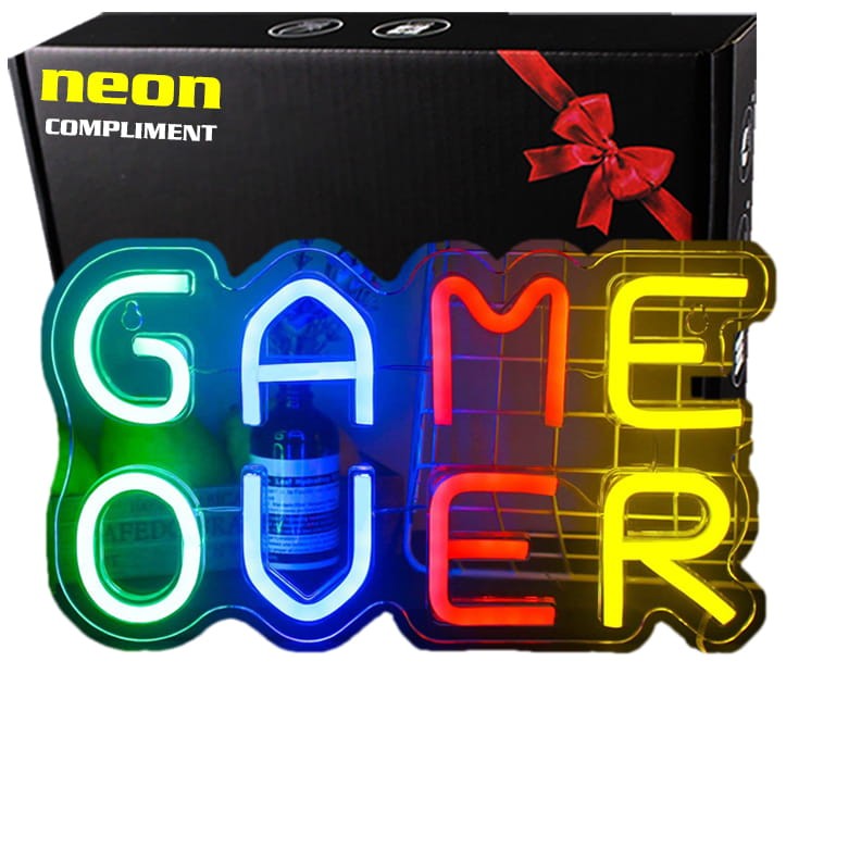 Neon Led Premium neon na ścianę znak neonowy Napis do pokoju Game Over