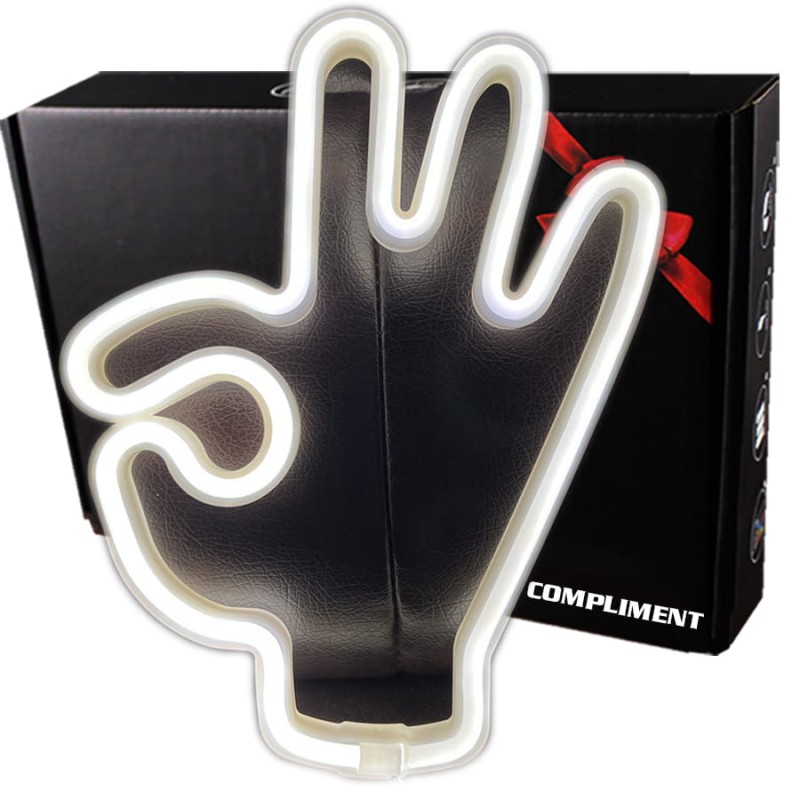 Neon led USB na ścianę znak ręka OK