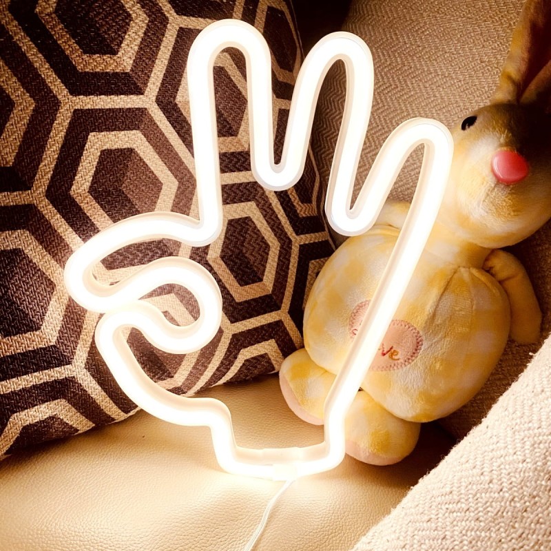 Neon led USB na ścianę znak ręka OK