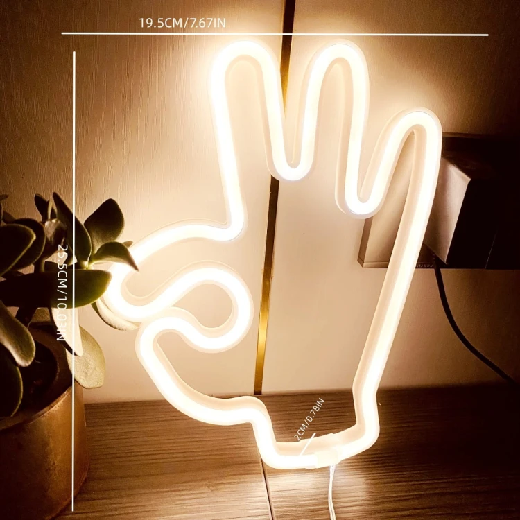 Neon led USB na ścianę znak ręka OK
