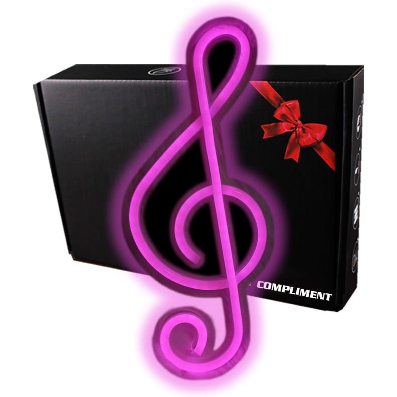 Neon LED Nuta klucz wiolinowy – muzyczna dekoracja różowy