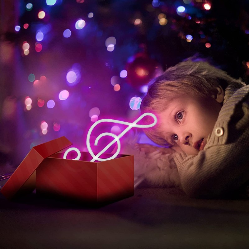 Neon LED Nuta klucz wiolinowy – muzyczna dekoracja różowy