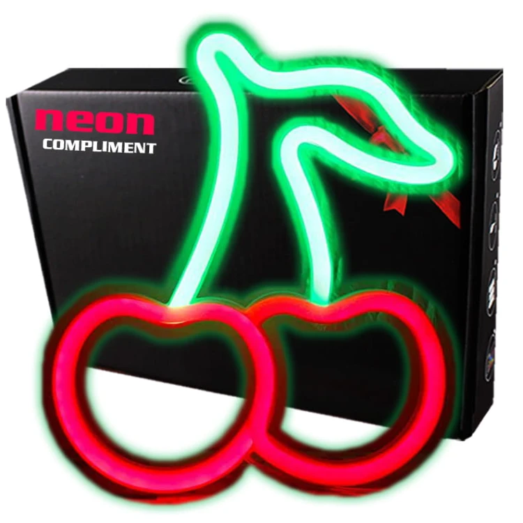 Neon LED Baterie/USB Na ścianę wiśnia