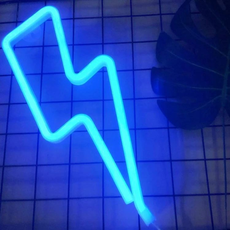 Neon LED Baterie/USB Na ścianę Piorun
