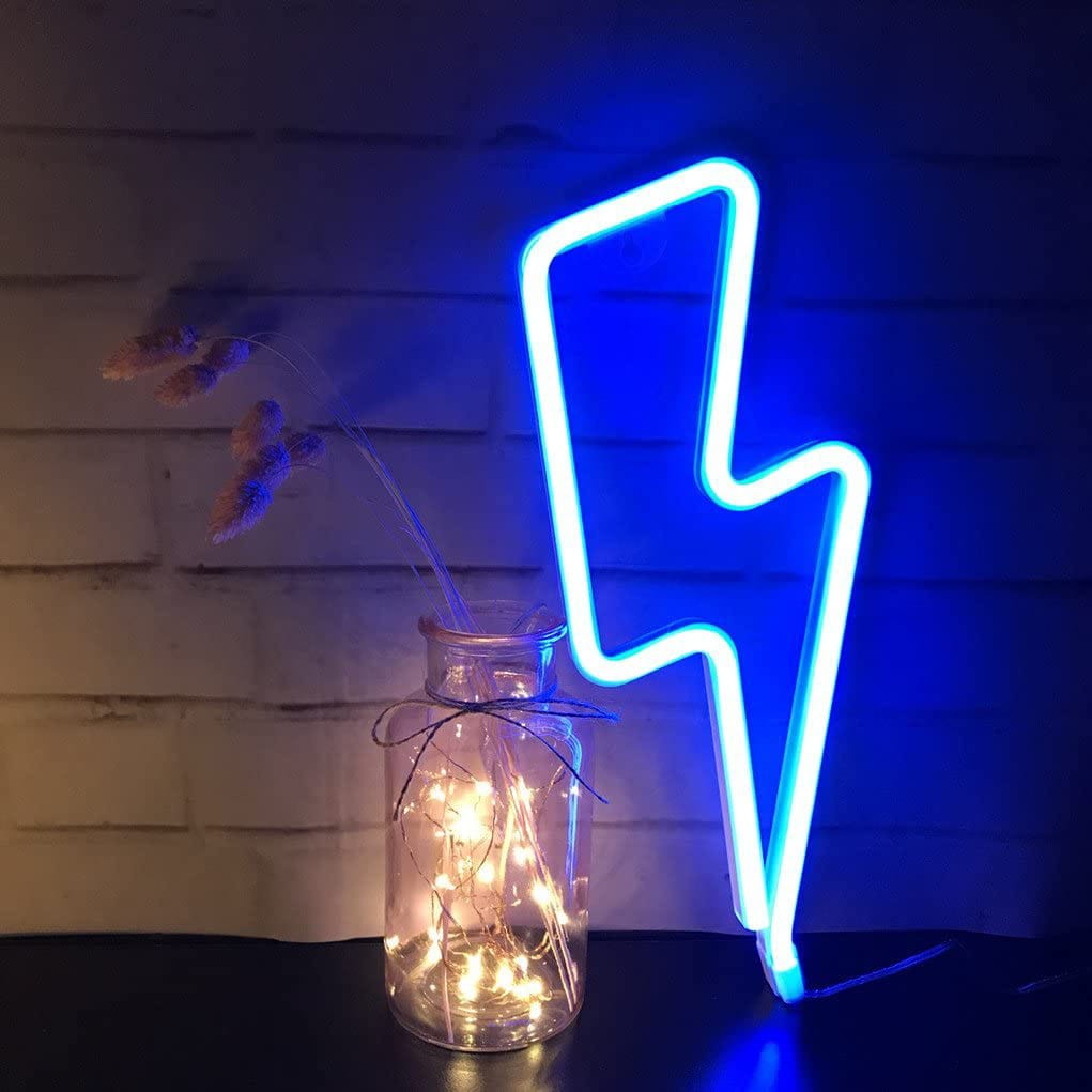 Neon LED Baterie/USB Na ścianę Piorun