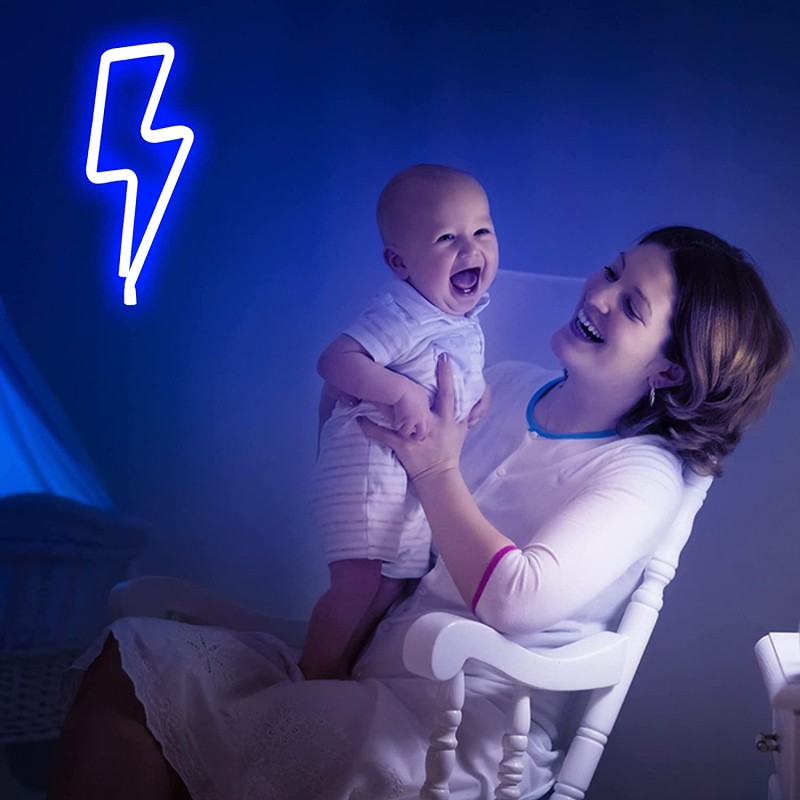 Neon LED Baterie/USB Na ścianę Piorun