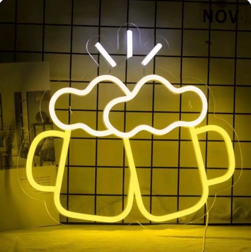  Neon Duży neon Led USB Lampka na ścianę Napis do pokoju Beer Piwo w kuflach 