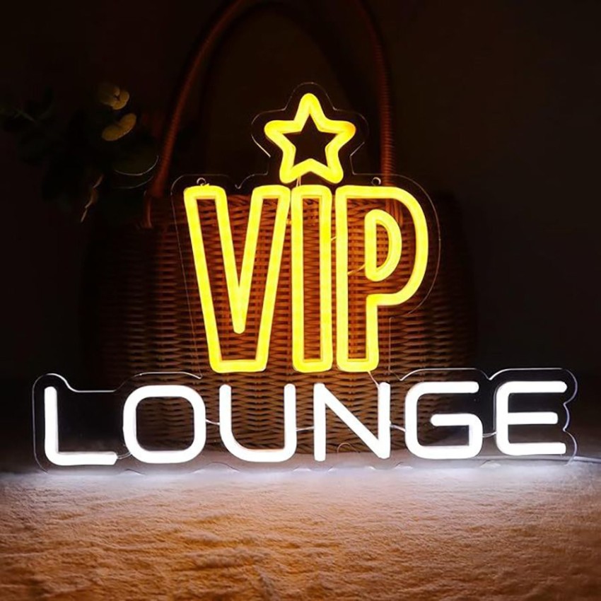 Duży neon Led USB Lampka na ścianę Napis do pokoju VIP LOUNGE