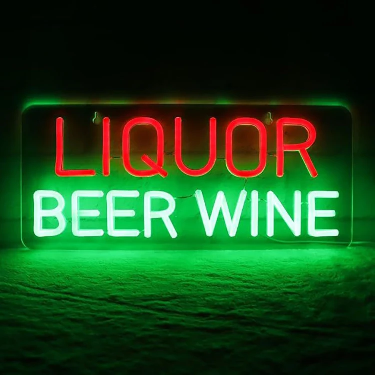 Duży neon Led USB Lampka na ścianę Napis do pokoju Liquor Beer Wine