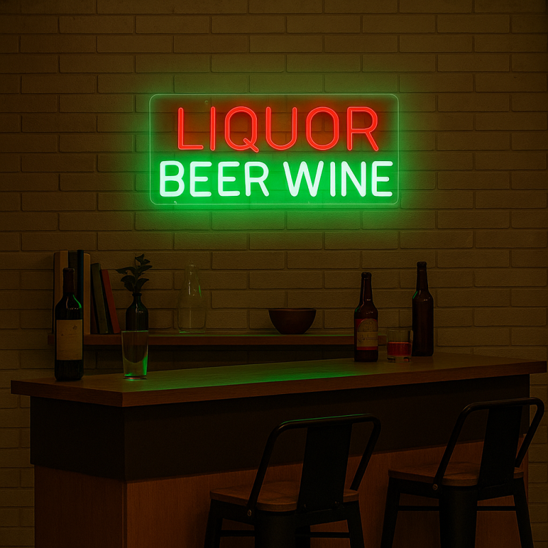 Duży neon Led USB Lampka na ścianę Napis do pokoju Liquor Beer Wine Likier Piwo Wino