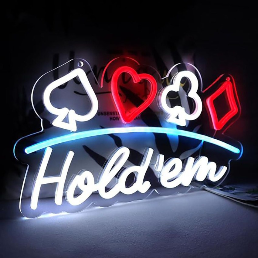 Duży neon Led USB Lampka na ścianę Napis do pokoju Texas Poker HOLD EM