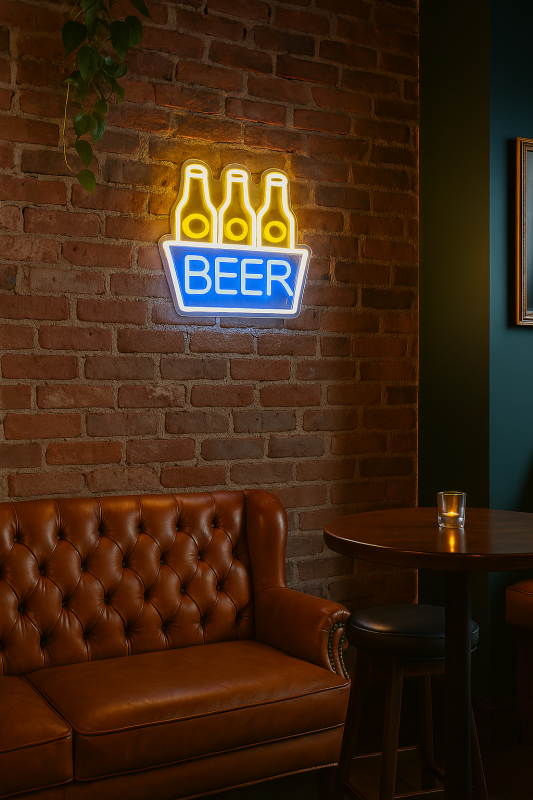 Duży neon Led USB Lampka na ścianę Napis do pokoju znak neonowy butelki Piwo Beer