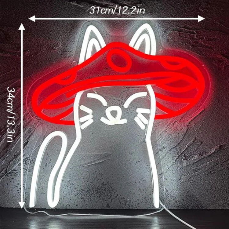Duży neon Led USB Lampka na ścianę Napis do pokoju Kot Kowboj