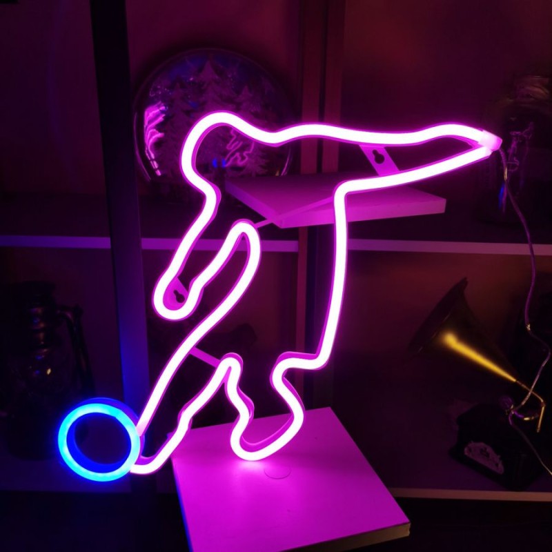 Neon Led USB/bateria Lampka na ścianę Napis do pokoju Piłkarz