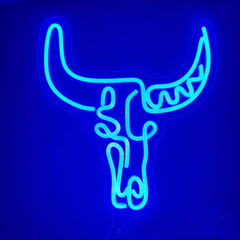 Duży neon Led USB Lampka na ścianę Napis do pokoju Byk