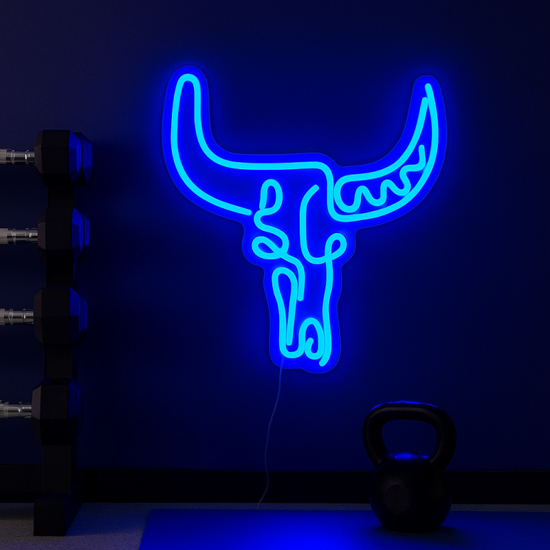 Duży neon Led USB Lampka na ścianę Napis do pokoju Byk