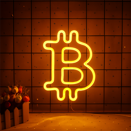 Duży neon Led USB Lampka na ścianę Napis do pokoju Bitcoin