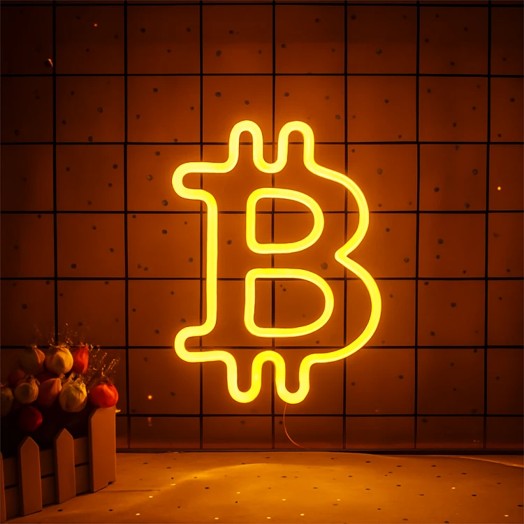 Duży neon Led USB Lampka na ścianę Napis do pokoju Bitcoin