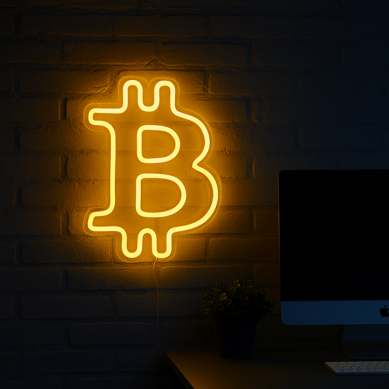 Duży neon Led USB Lampka na ścianę Napis do pokoju Bitcoin