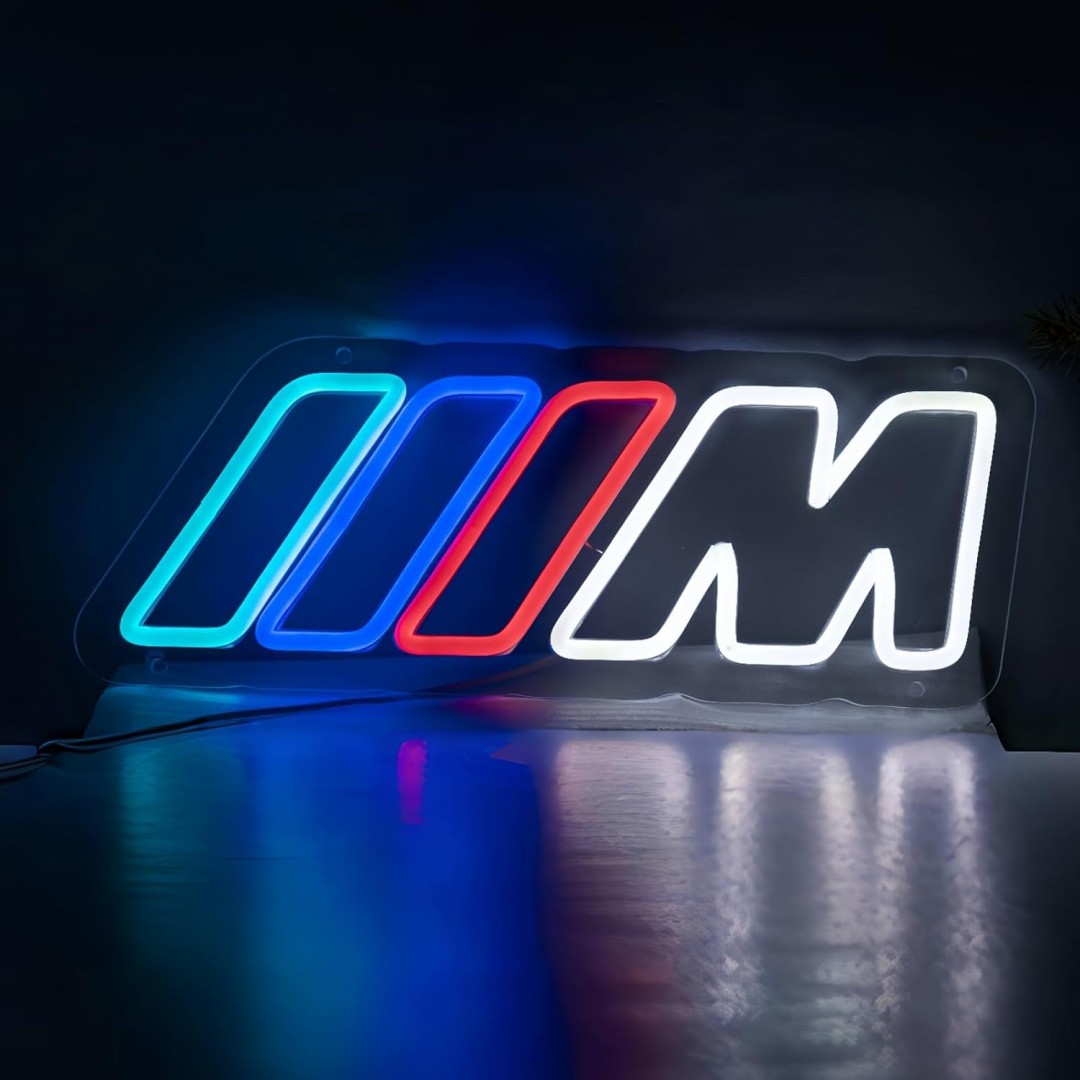 Duży Neon LED USB lampka na ścianę Napis do pokoju znak neonowy BMW M-POWER 60cm