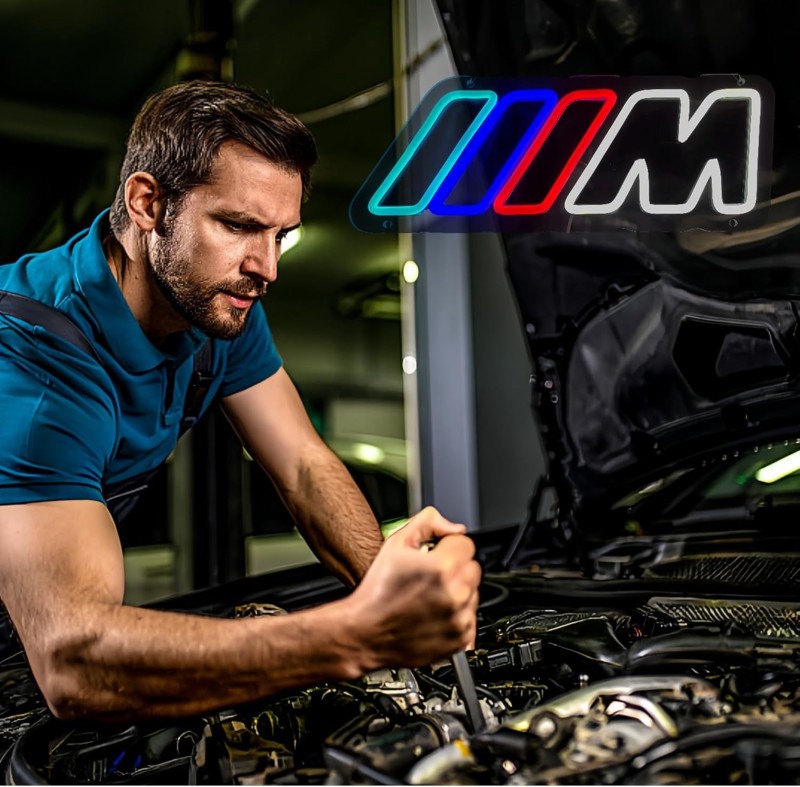 Duży Neon LED USB lampka na ścianę Napis do pokoju znak neonowy BMW M-POWER 60cm