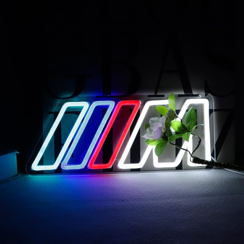 Duży Neon LED USB lampka na ścianę Napis do pokoju znak neonowy BMW M-POWER 60cm