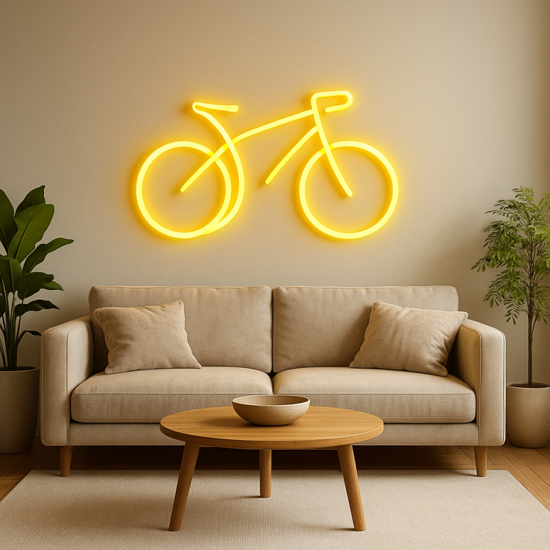 Duży neon Led USB Lampka na ścianę Napis do pokoju Rower