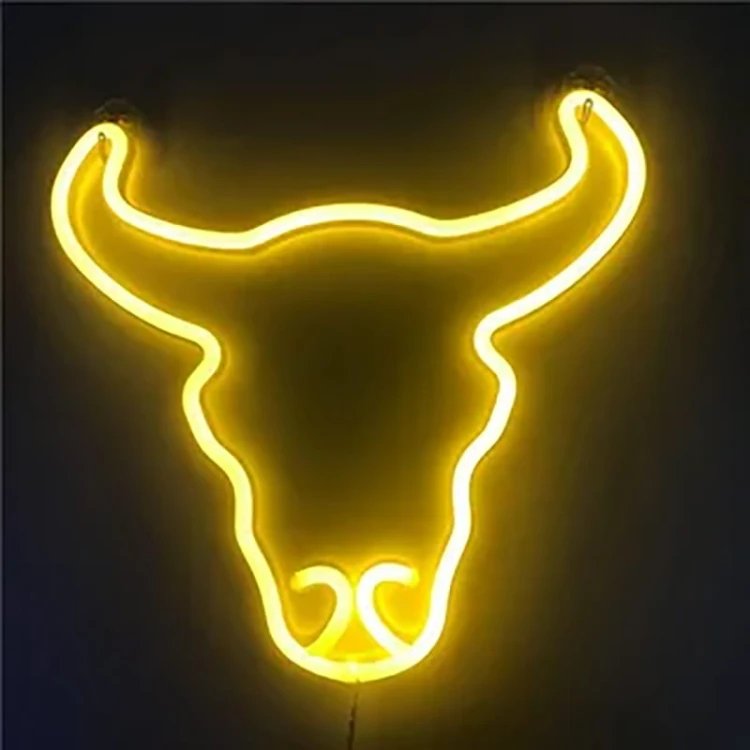 Neon led na ścianę znak Byk napis neonowy biały