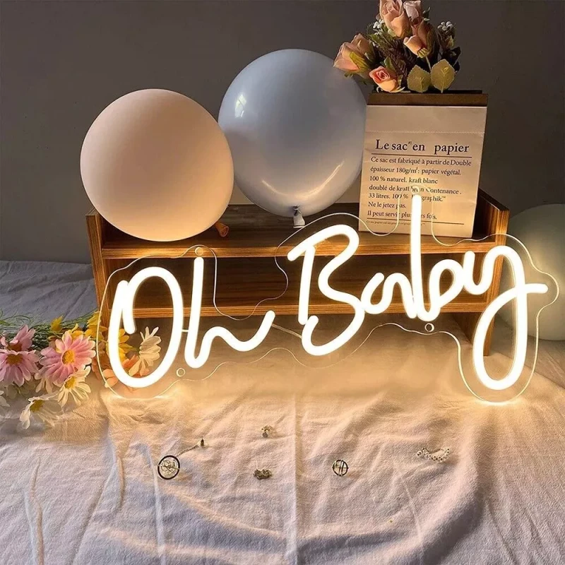 Neon LED „Oh Baby”  – idealny na baby shower i do pokoju maluszka.