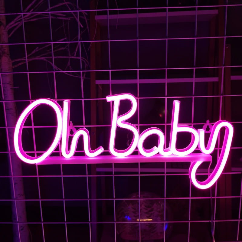 Różowy neon LED „Oh Baby”  – na baby shower i do pokoju dziecka.
