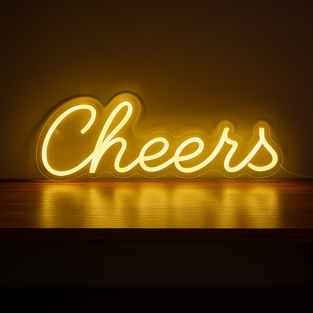 Duży neon Led USB Lampka na ścianę Napis do pokoju Cheers