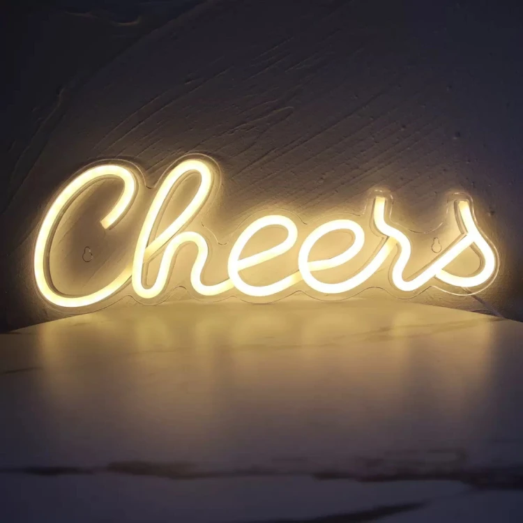 Duży neon Led USB Lampka na ścianę Napis do pokoju Cheers