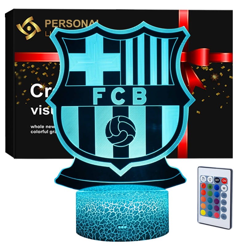 Lampka 3D FC Barcelona – nocna lampa LED USB z pilotem, idealna do pokoju kibica.