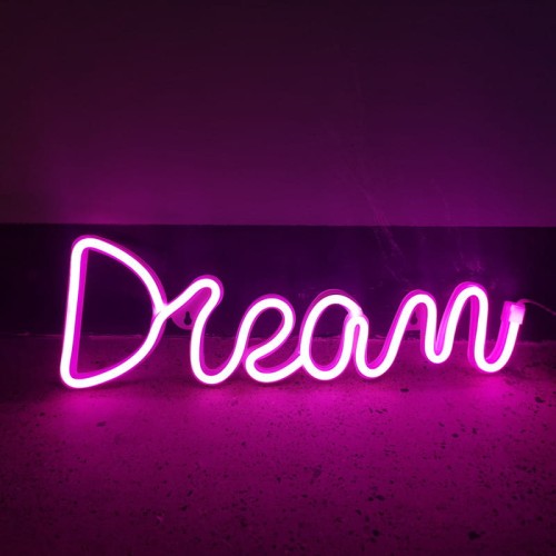 Neon Led Baterie/USB Lampka na ścianę Napis do pokoju Dream pink (