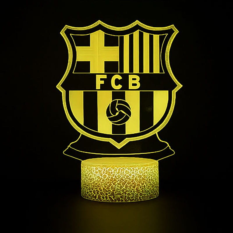 Lampka 3D FC Barcelona z pilotem – efektowna lampa LED do pokoju fana piłki nożnej.