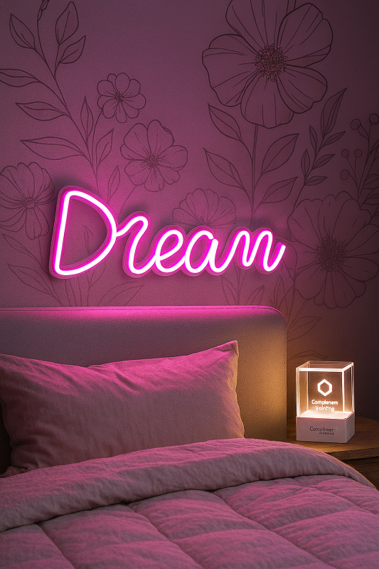 Neon Led Baterie/USB Lampka na ścianę Napis do pokoju Dream pink (