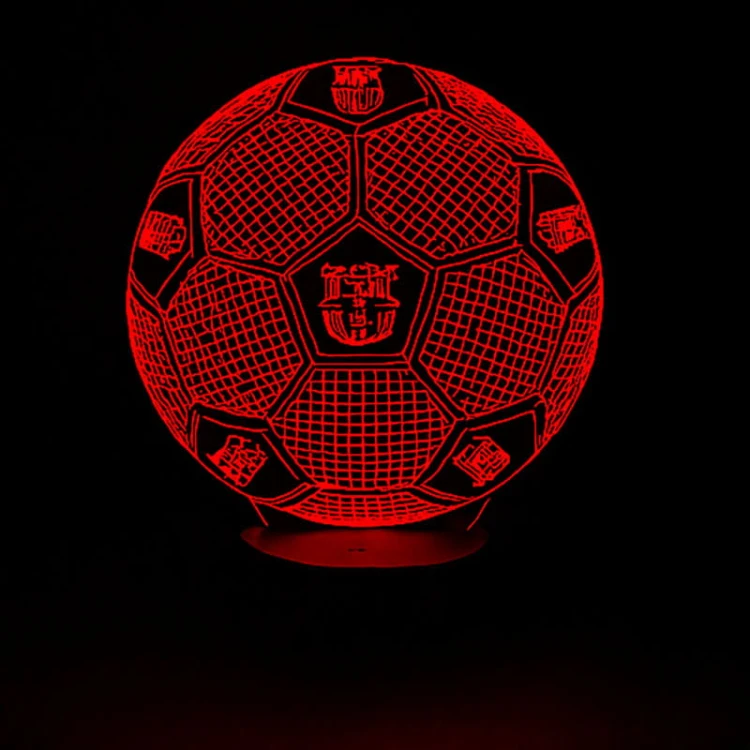 Lampka 3D LED FC Barcelona – elegancka dekoracja z motywem piłki i herbem klubu.