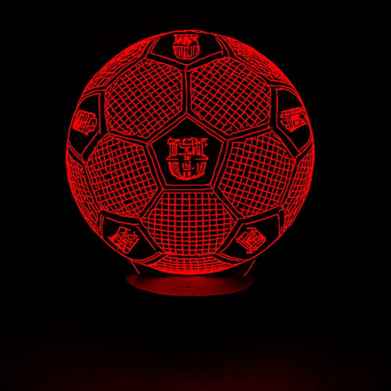 Lampka 3D LED FC Barcelona – elegancka dekoracja z motywem piłki i herbem klubu.